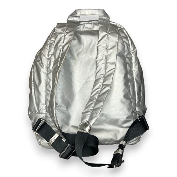 Michael Kors Rhea Backpack‎ Silver 35H1S5RB2I Quilted Puffer Nylon Travel Bag - Picture 4 of 14